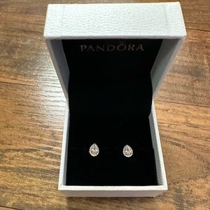 PANDORA Rose Gold Teardrop Halo Stud Earrings